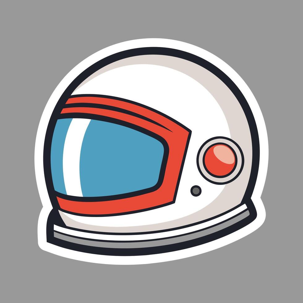 An astronaut helmet sticker on a gray background vector