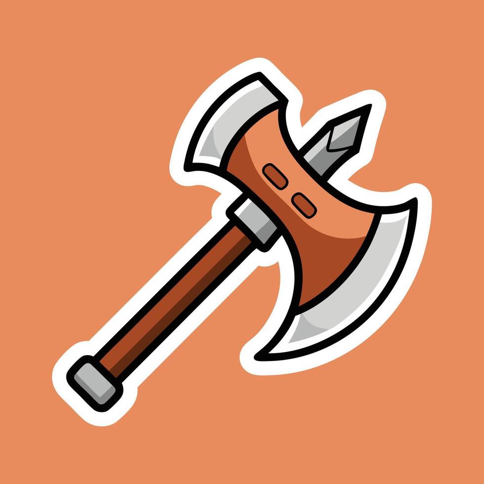 An axe icon on an orange background vector