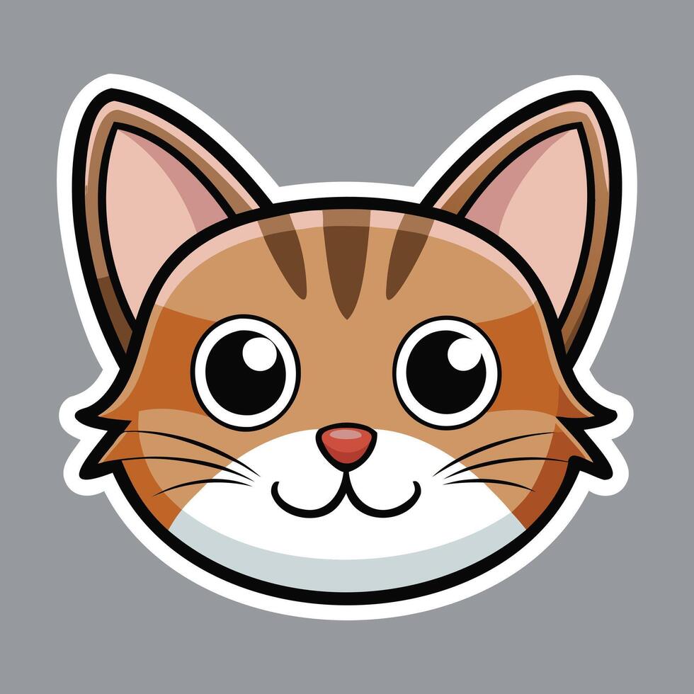 A cartoon cat head on a gray background vector