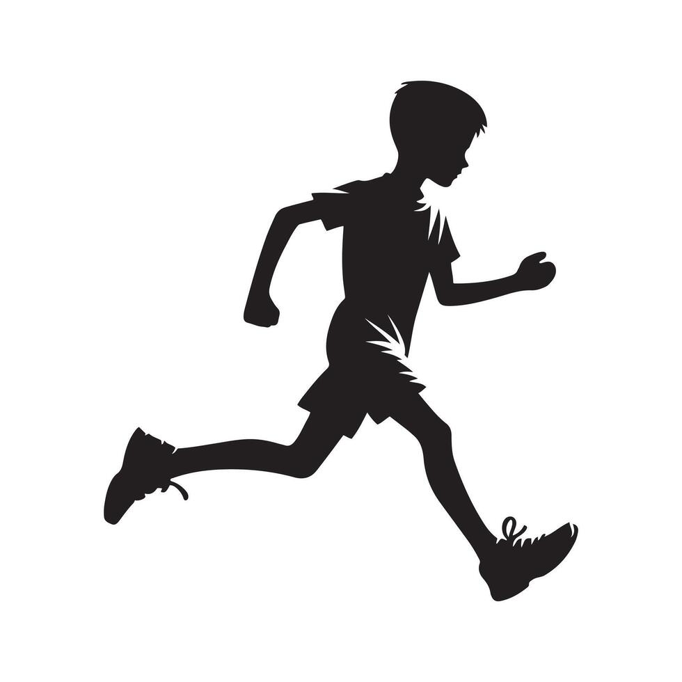 A silhouette of a boy running vector