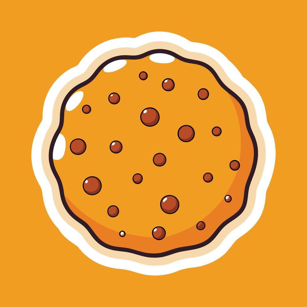 A cookie with chocolate chips on an orange background vector
