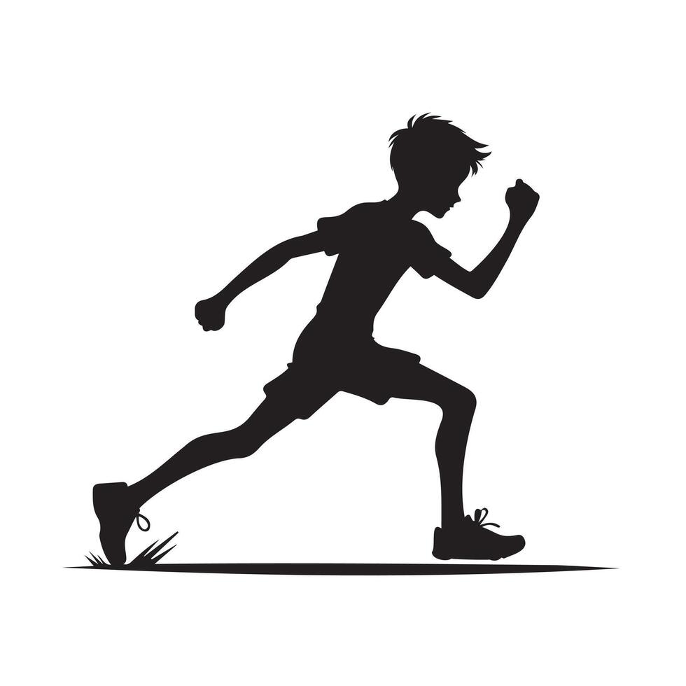Silhouette of a boy running vector