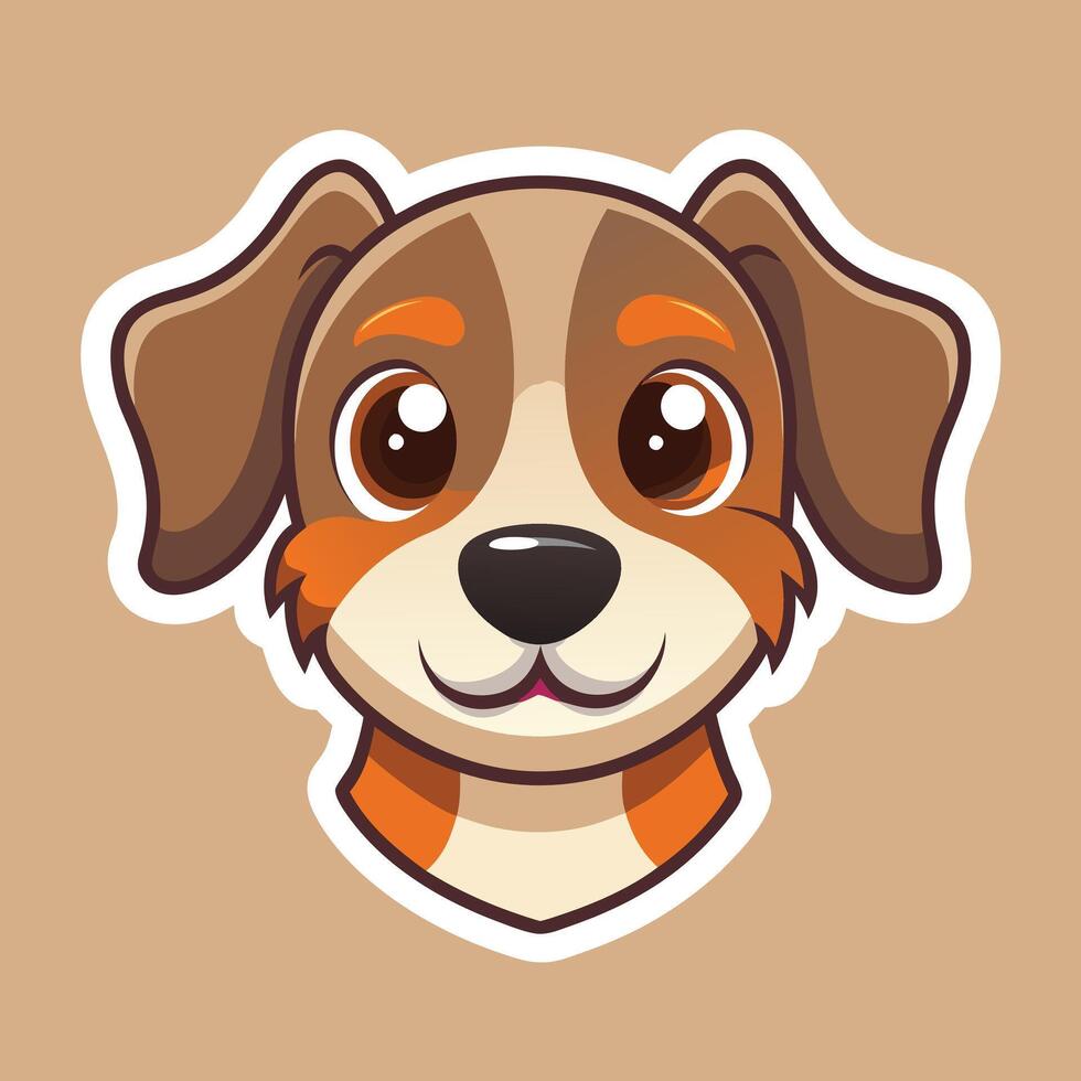 A cartoon dog head on a brown background vector
