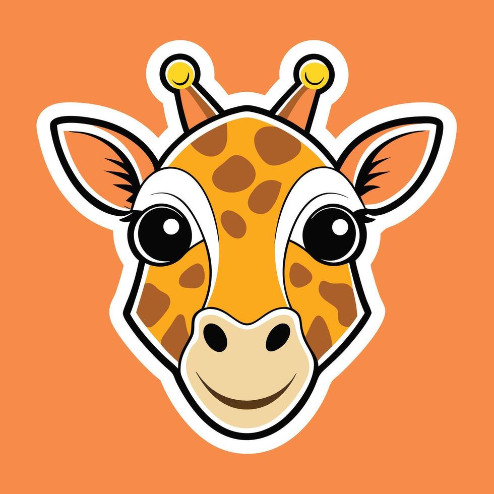A giraffe head with a big nose and big eyes vector