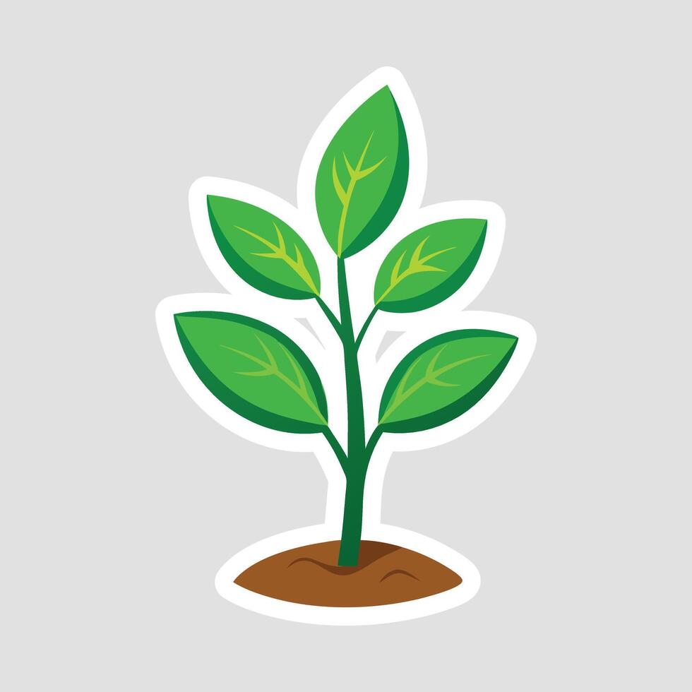 A sticker of a plant with green leaves vector