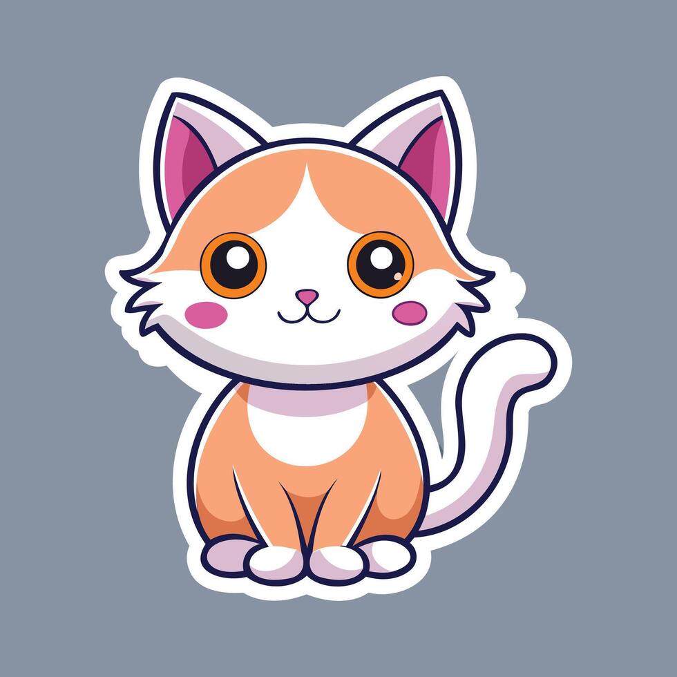 A cute orange and white cat sticker vector