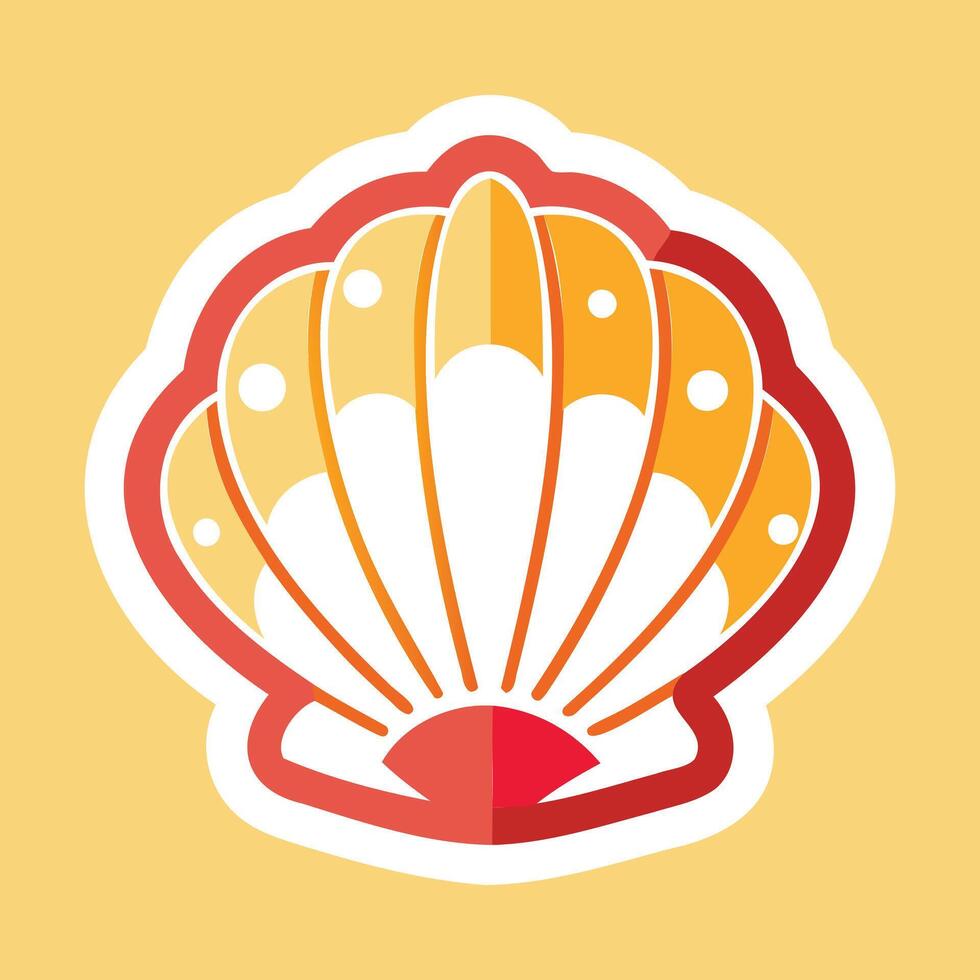 A sticker with a shell on a yellow background vector