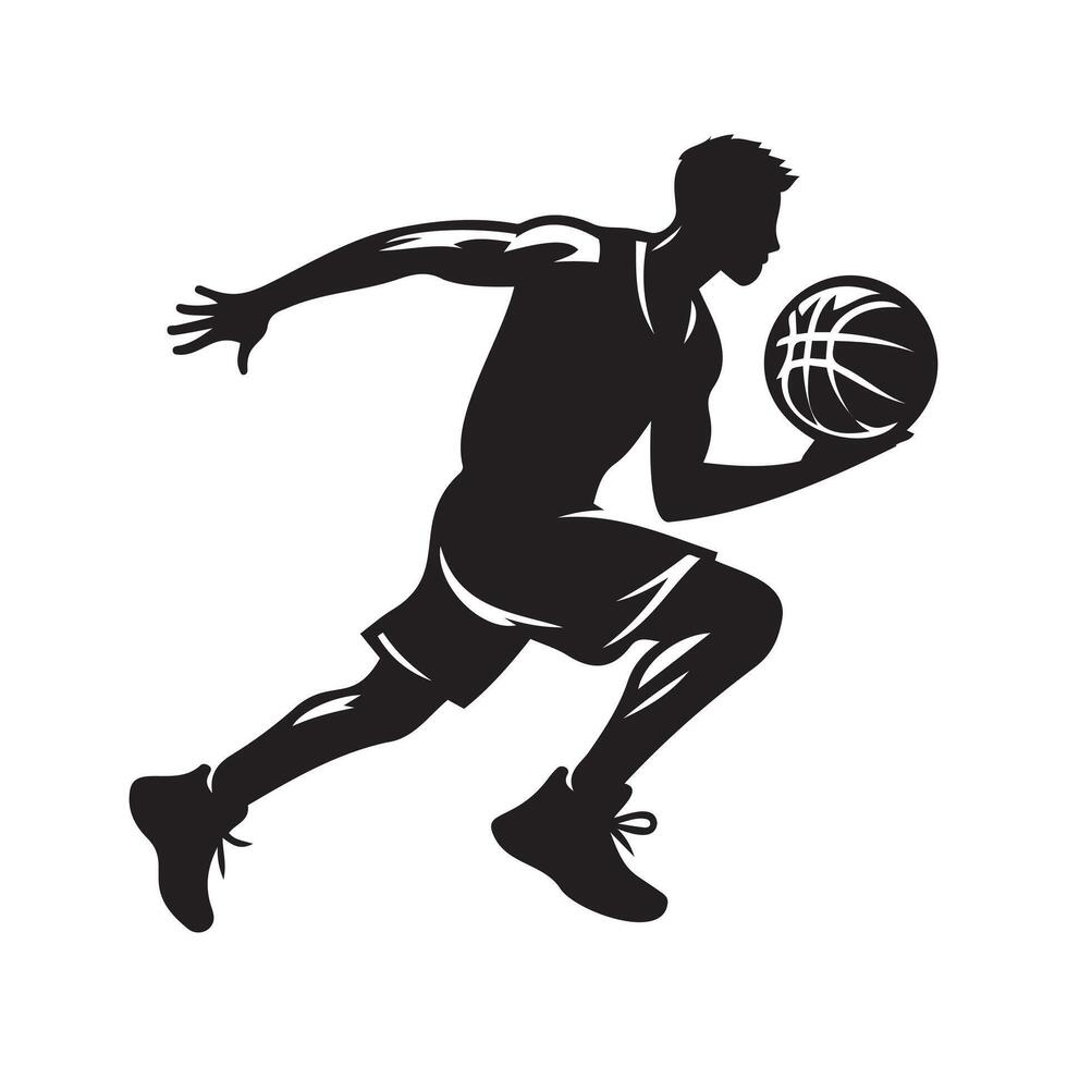 Basketball player running with ball illustration vector
