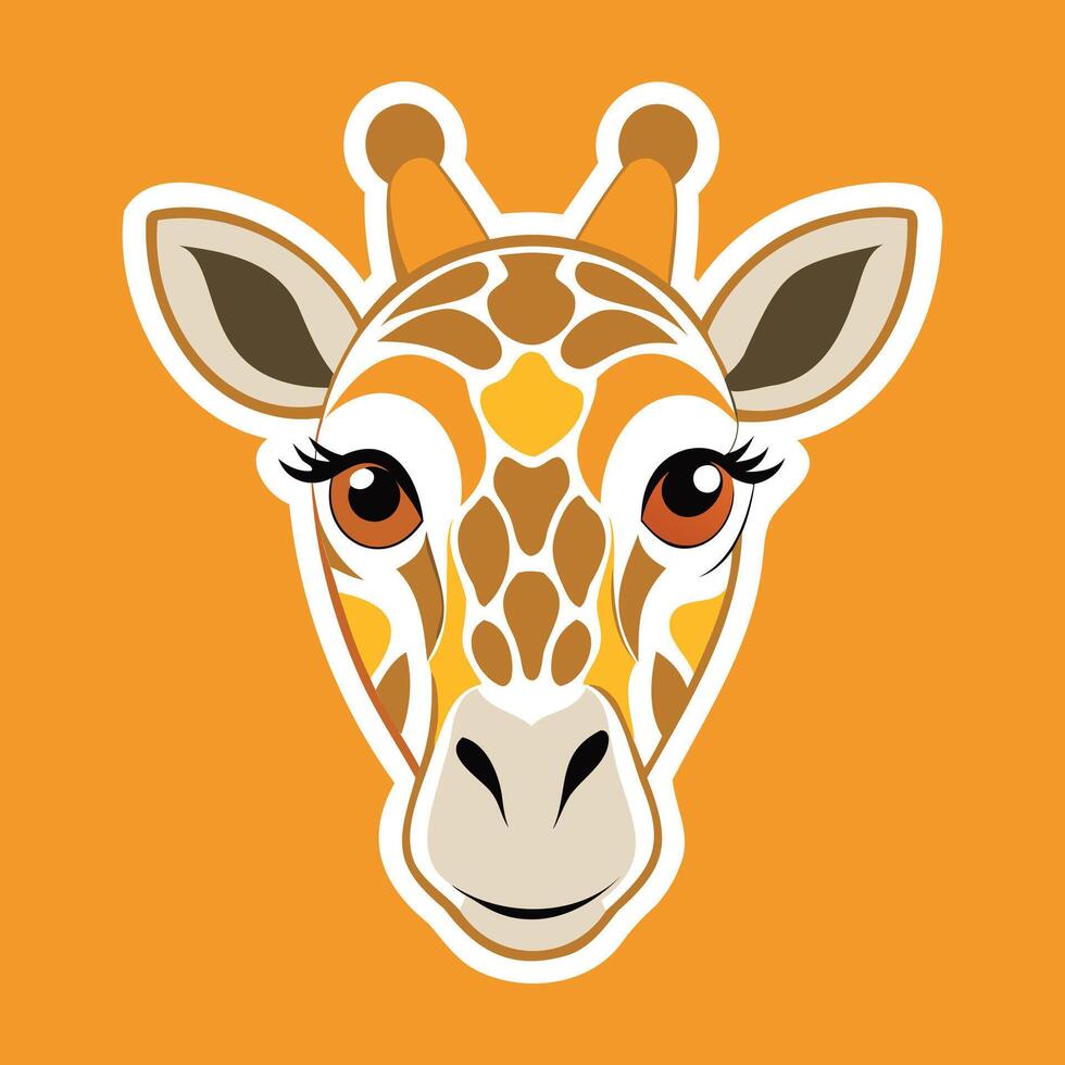 A giraffe head on an orange background vector