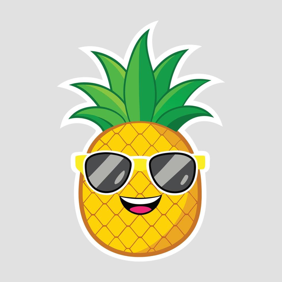 A cartoon pineapple with sunglasses and sunglasses vector