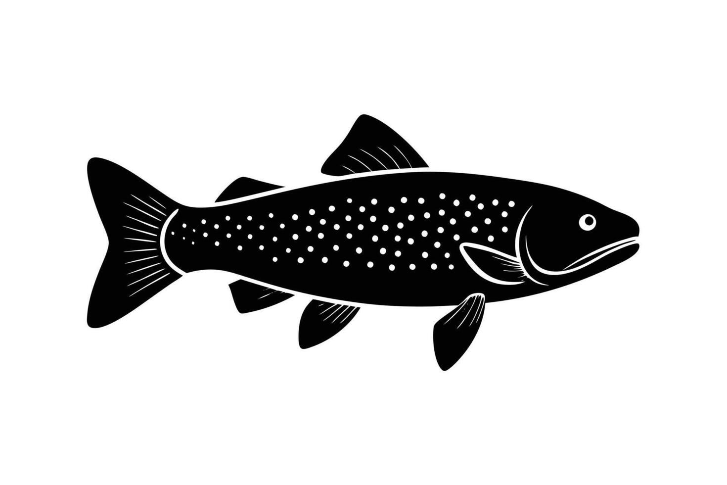A black and white illustration of a fish vector