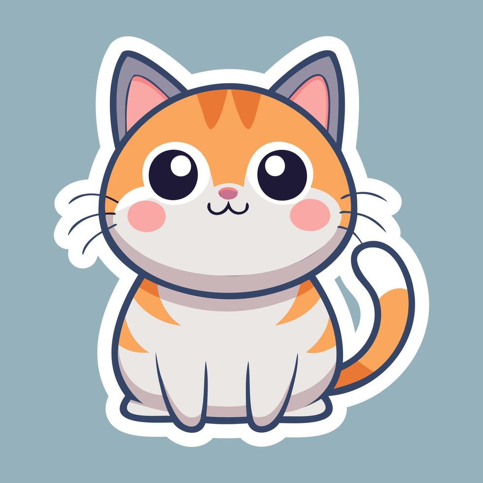 A cute cat sticker with big eyes vector