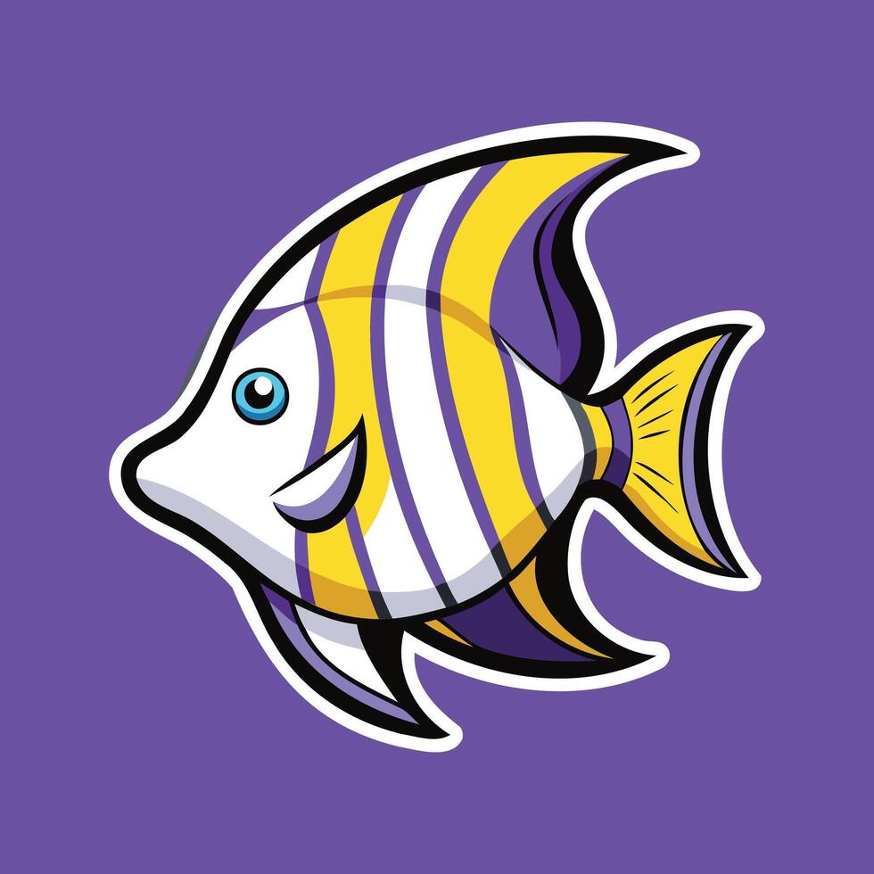 A cartoon fish with purple and yellow stripes vector