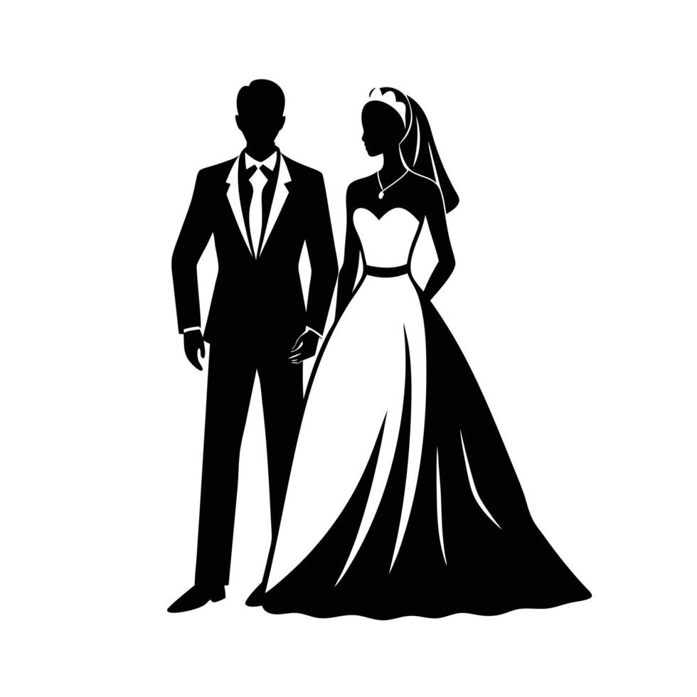 Wedding couple silhouette illustration vector