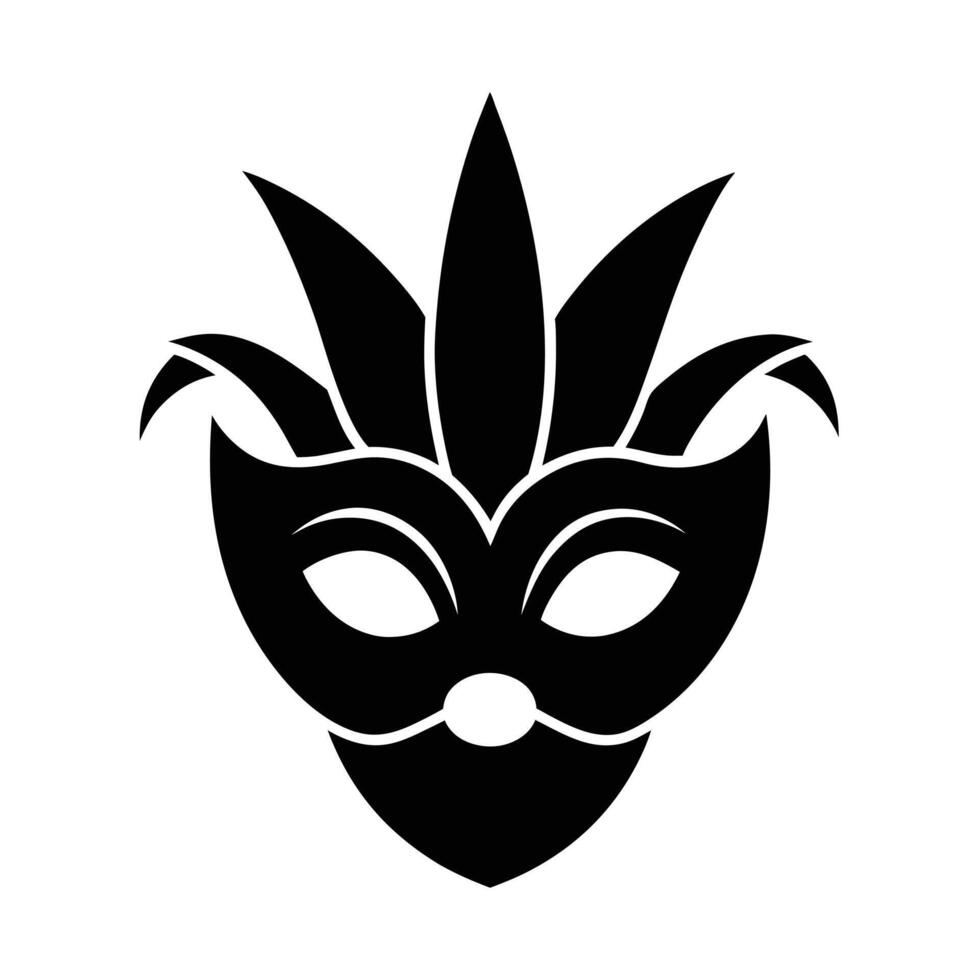 A black and white illustration of a carnival mask vector