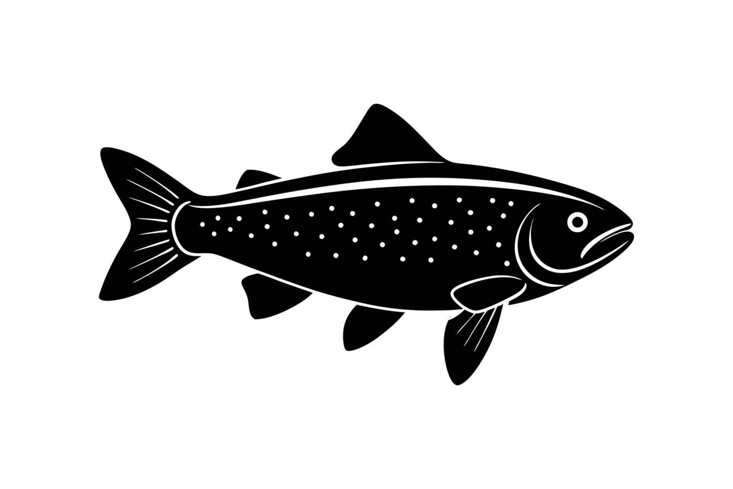 A black and white illustration of a fish vector