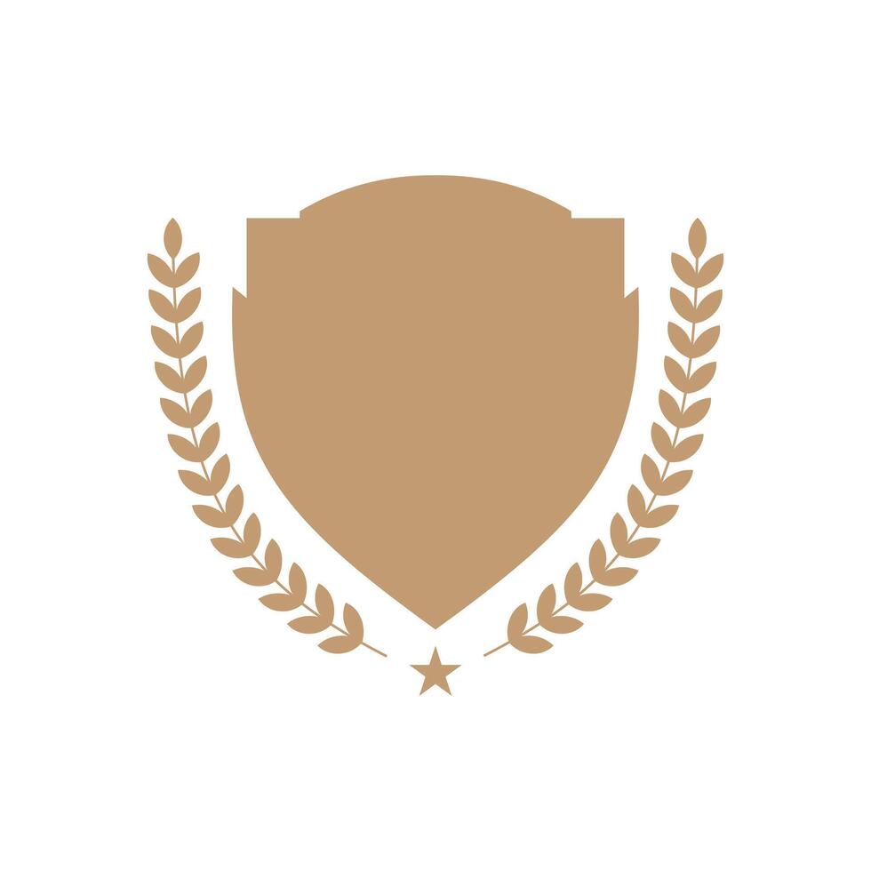 A golden shield with laurel wreath on it vector