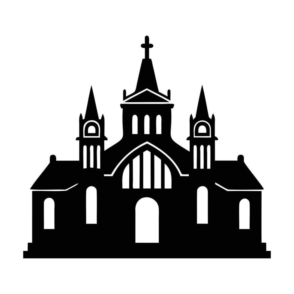 Church icon in black and white on a white background vector