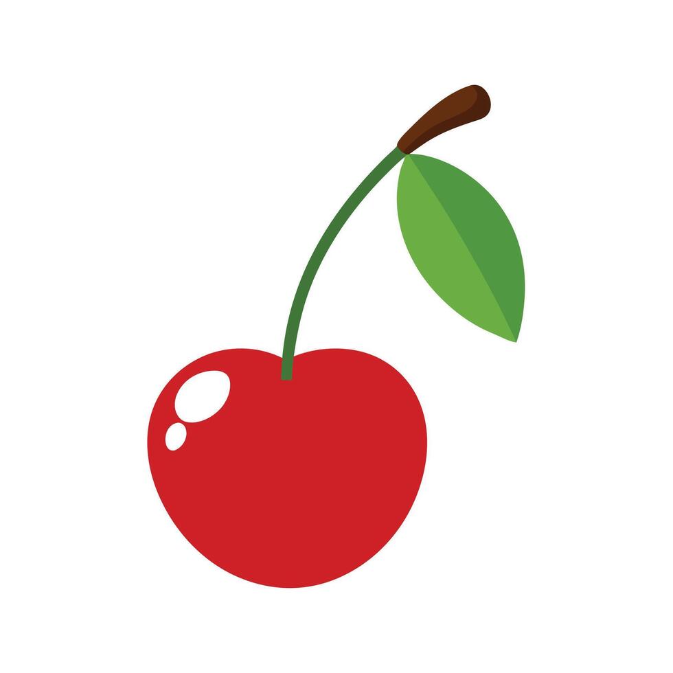 A cherry with a leaf on it is shown vector