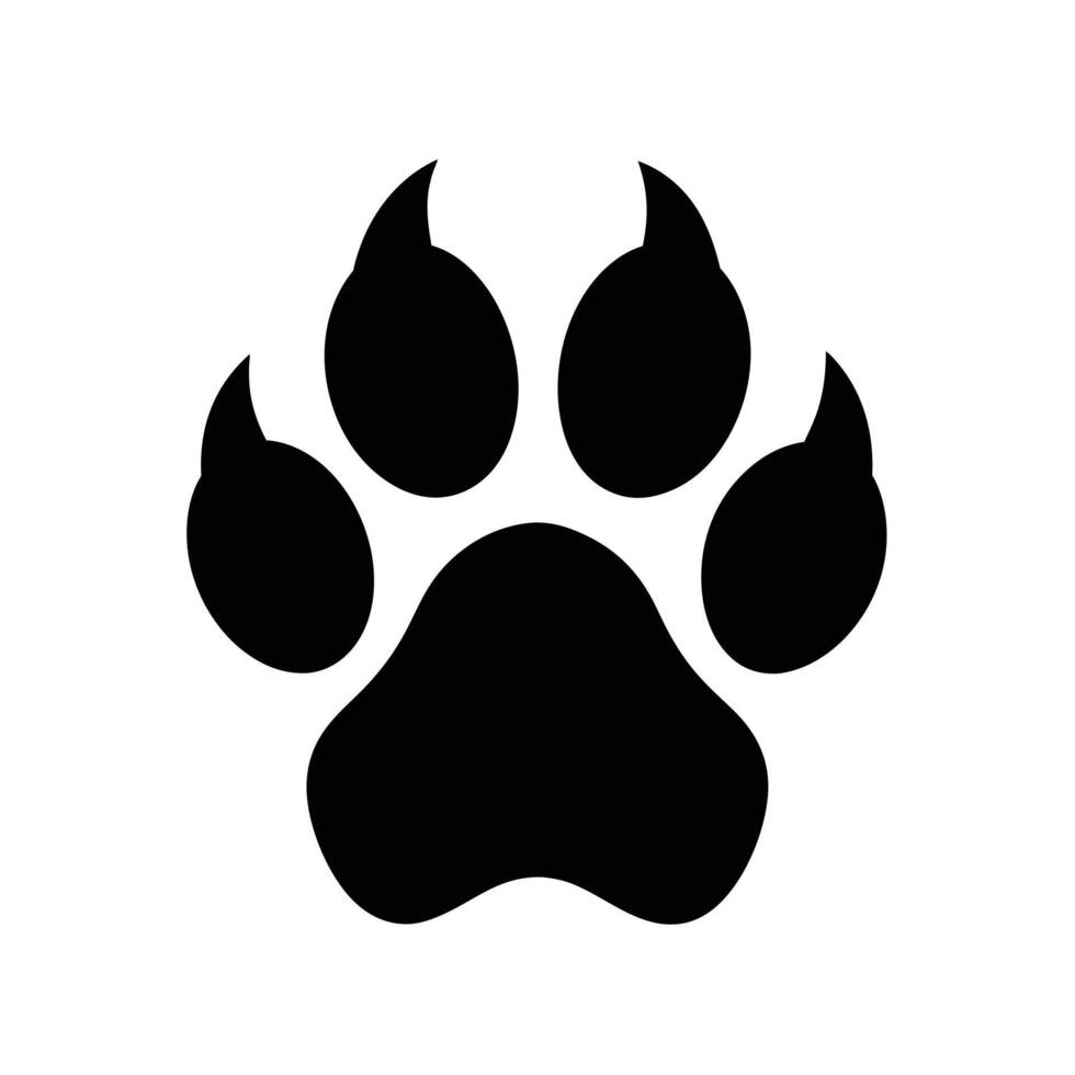 A black and white paw print on a white background vector