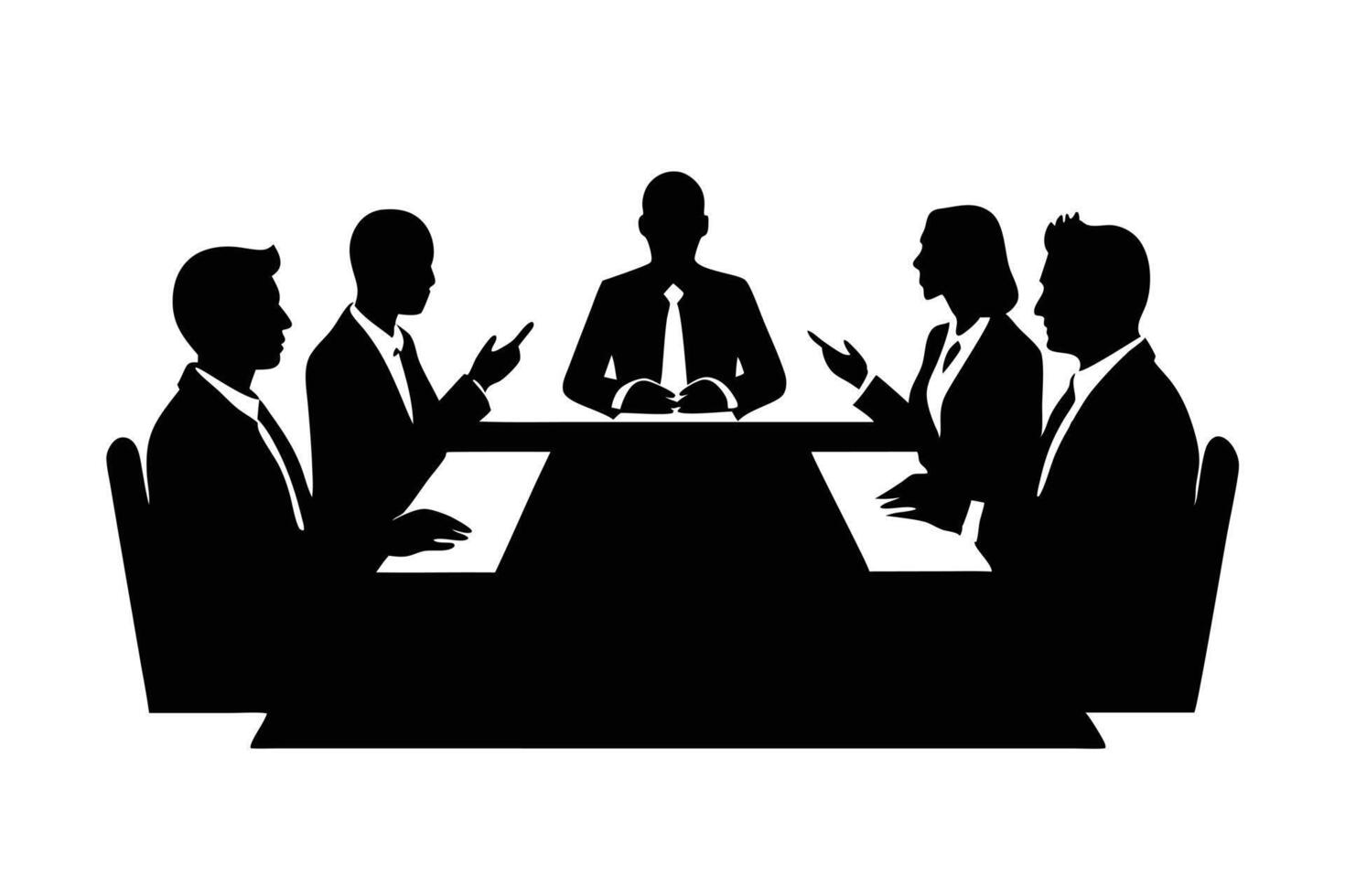 Silhouette of a meeting with business people vector