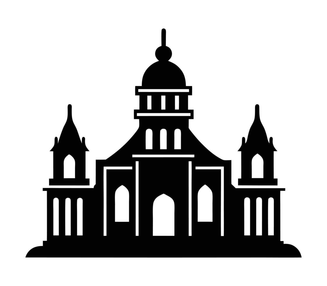 A black and white illustration of a church vector