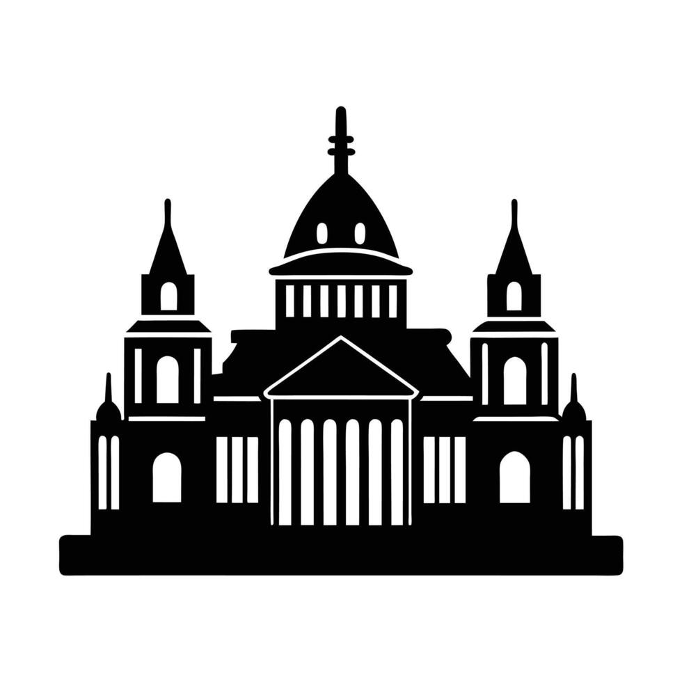 A black and white illustration of a cathedral vector