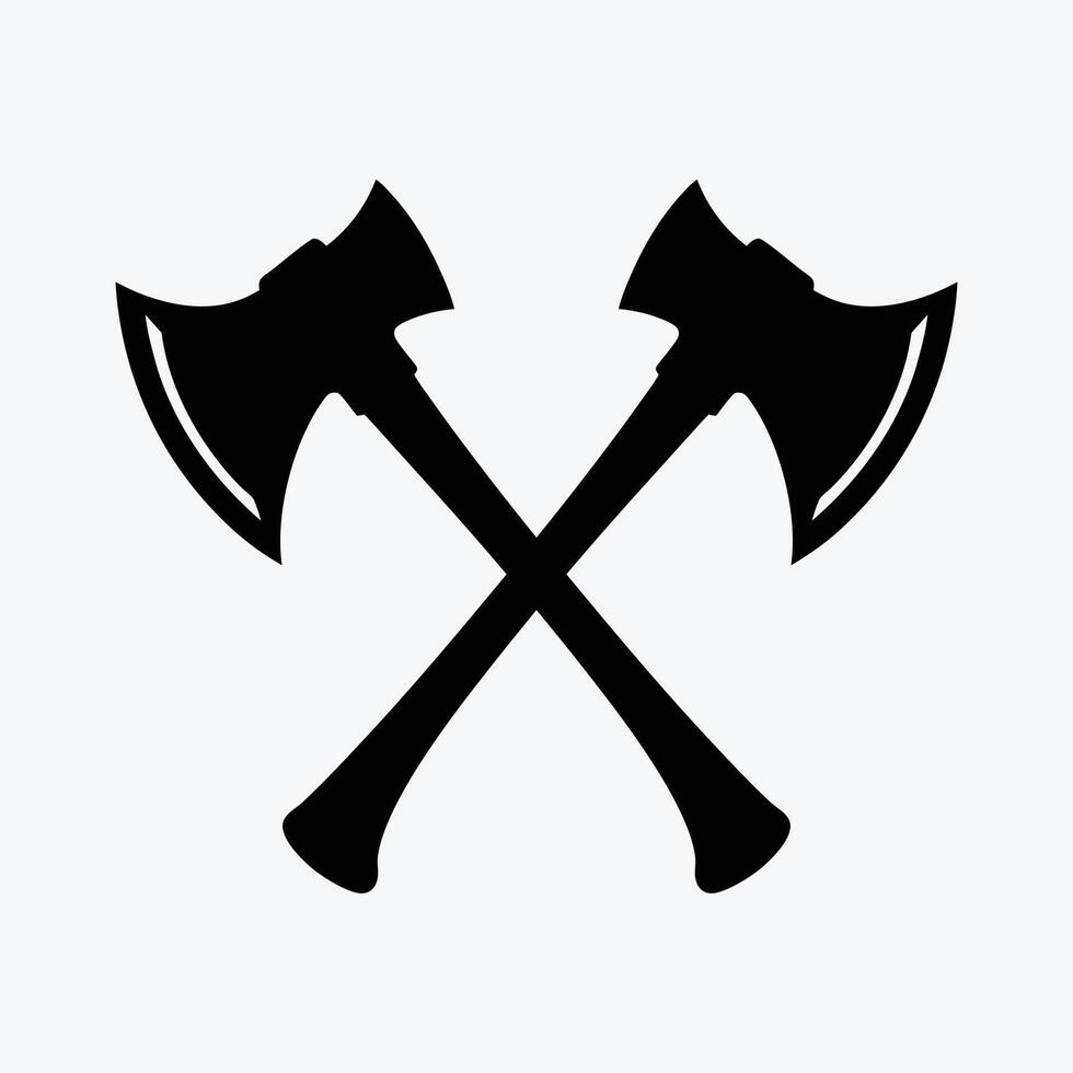Two crossed axes on a white background vector