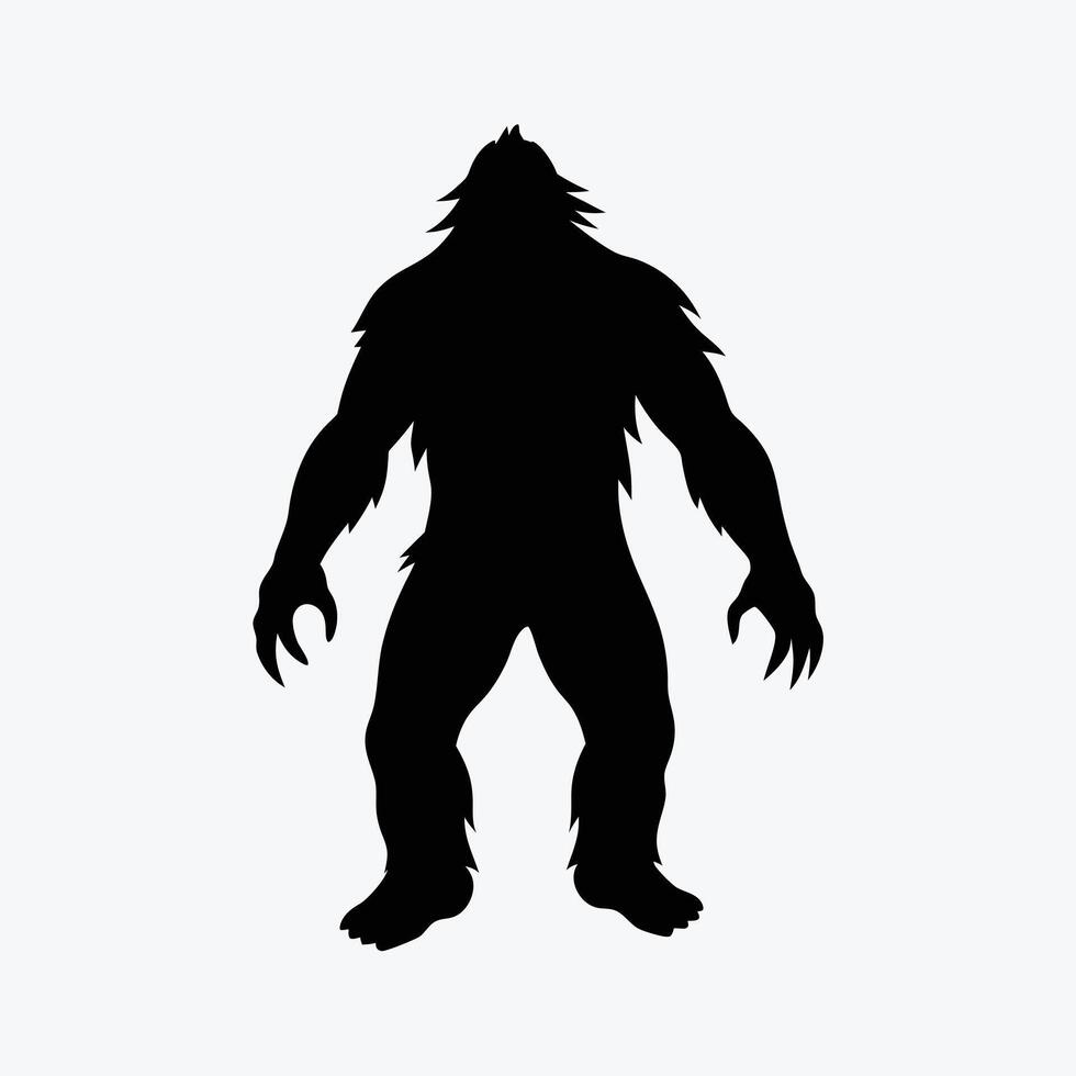 A silhouette of a bigfoot on a white background vector