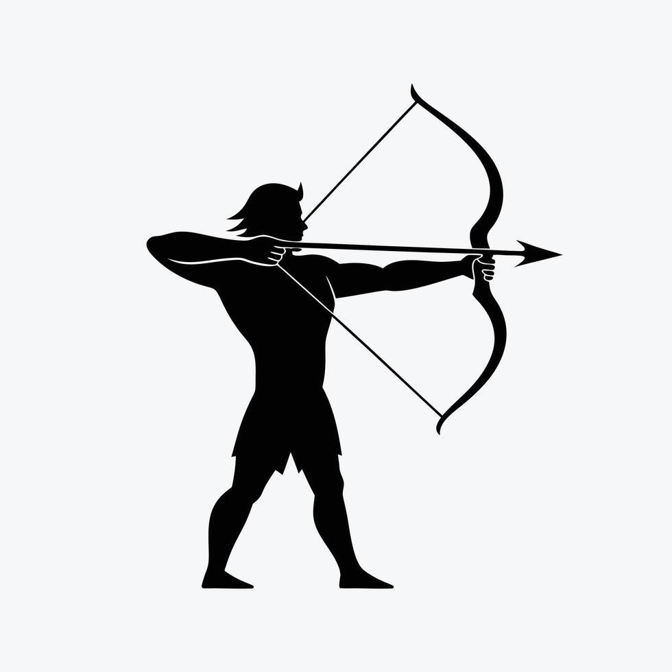 A silhouette of a man with a bow and arrow vector