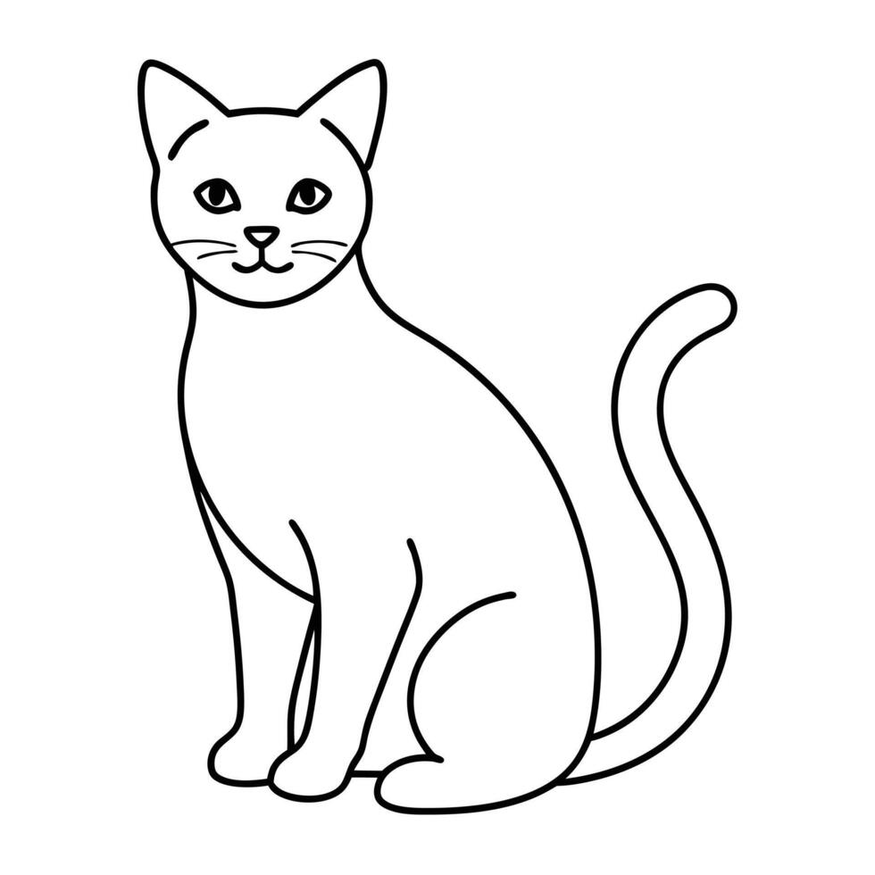 A cat is sitting in a line drawing vector