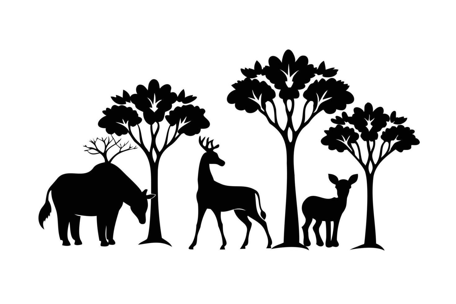 Wildlife wall decal - deer, giraffe, zebra vector