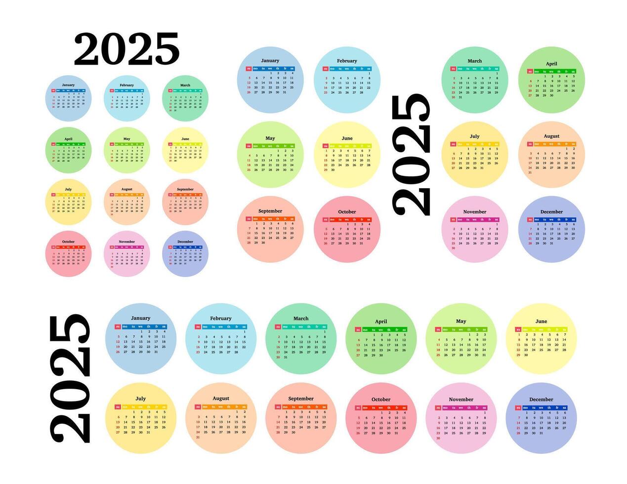 Calendar for 2025 isolated on a white background vector