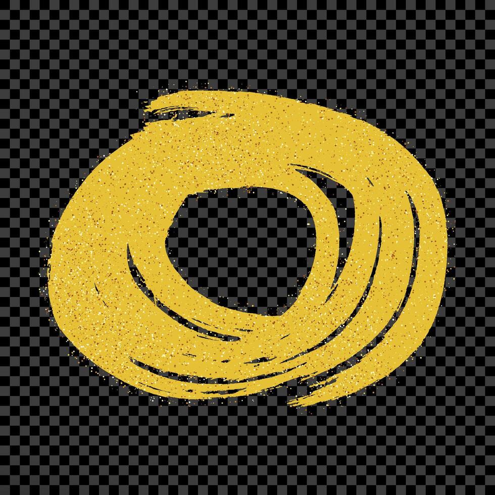 Gold grunge brush strokes in circle form vector