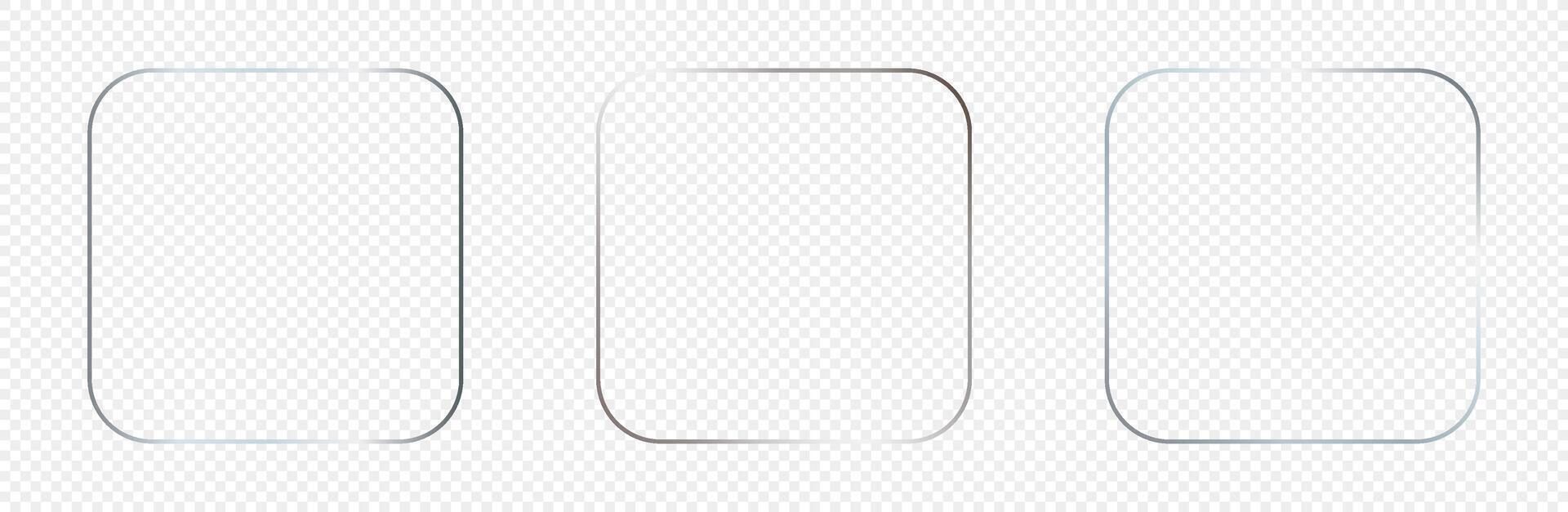 Silver glowing rounded rectangular shape frame vector