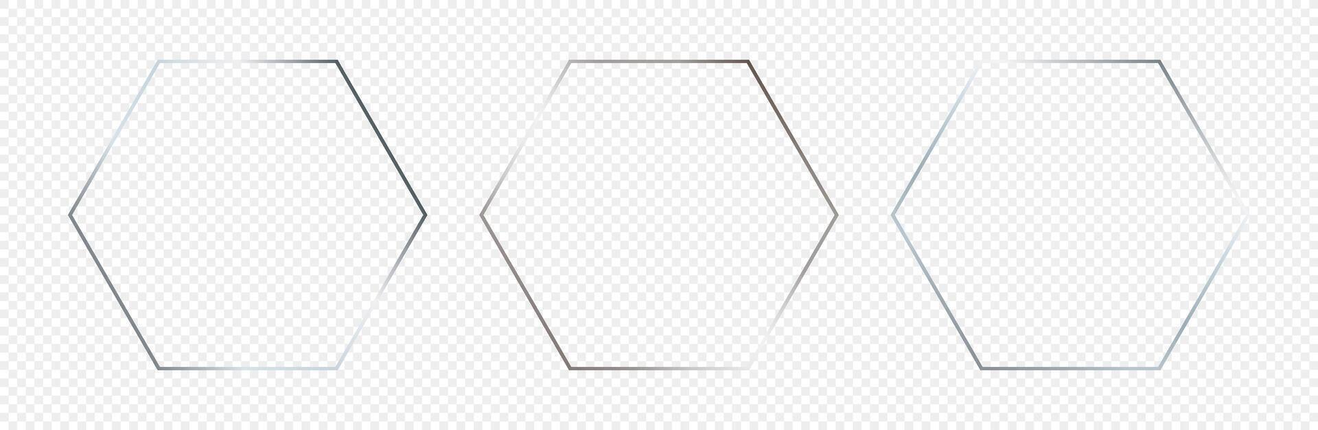 Silver glowing hexagon frame vector