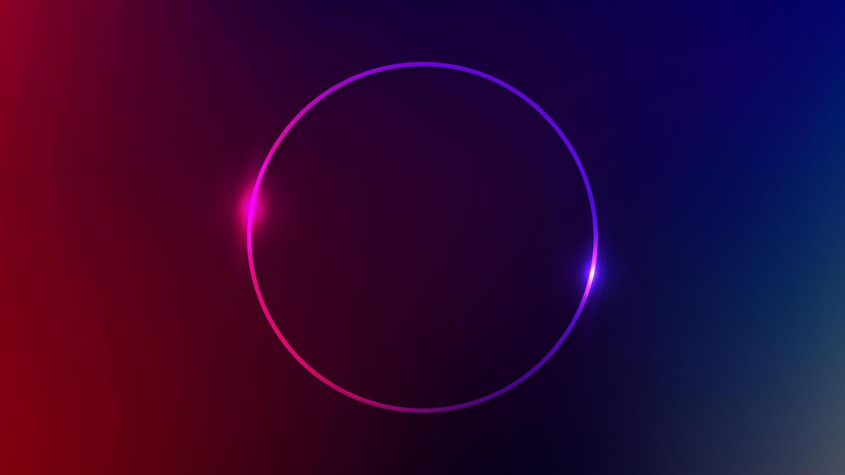 Neon circle frame with shining effects vector