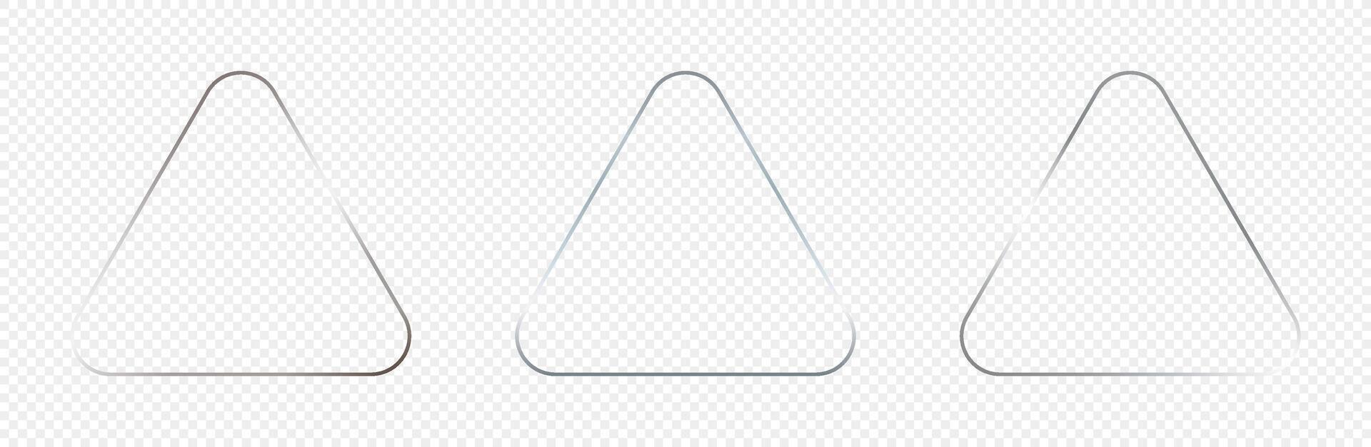Silver glowing rounded triangle frame vector