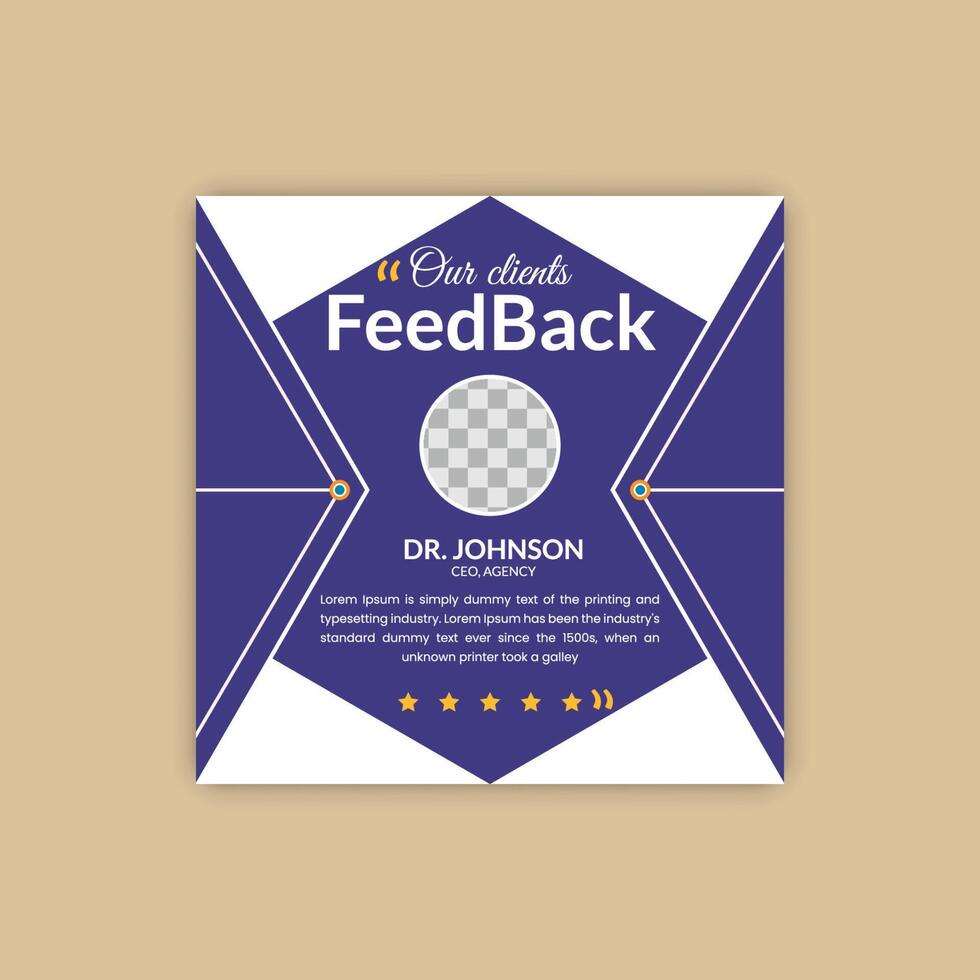 Customer feedback testimonial social media post or web banner template. client testimonials social media post banner design vector