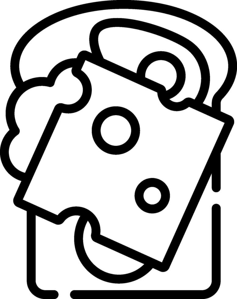A black and white outline of a piece of cheese vector
