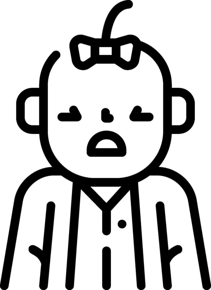 A black and white drawing of a baby with a bow tie vector