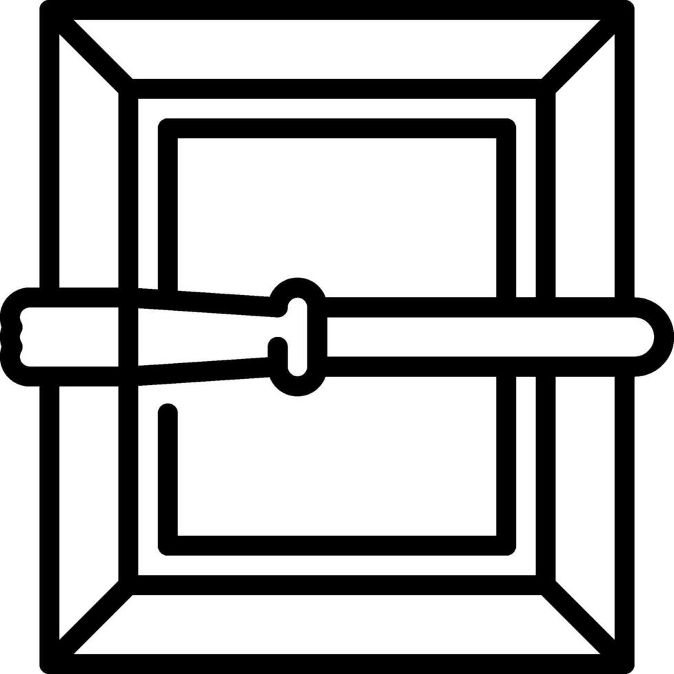 A black and white drawing of a door with a key vector