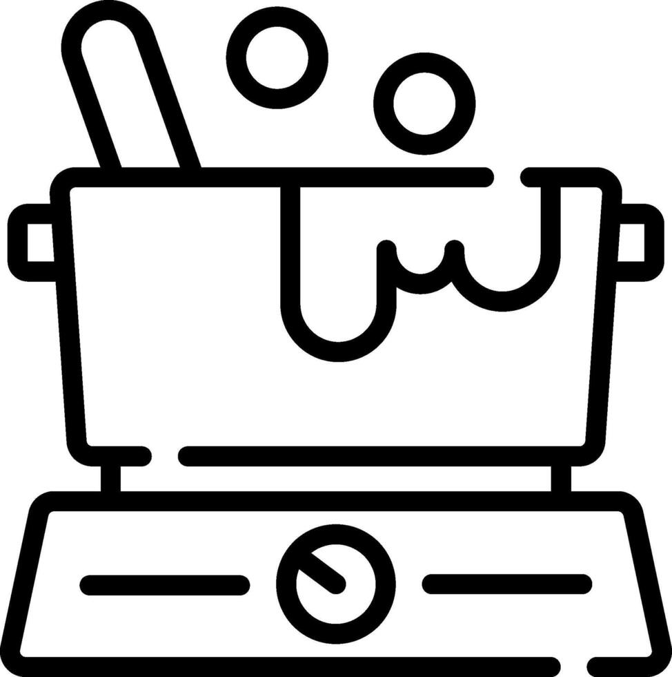 A black and white illustration of a pot with a spoon vector