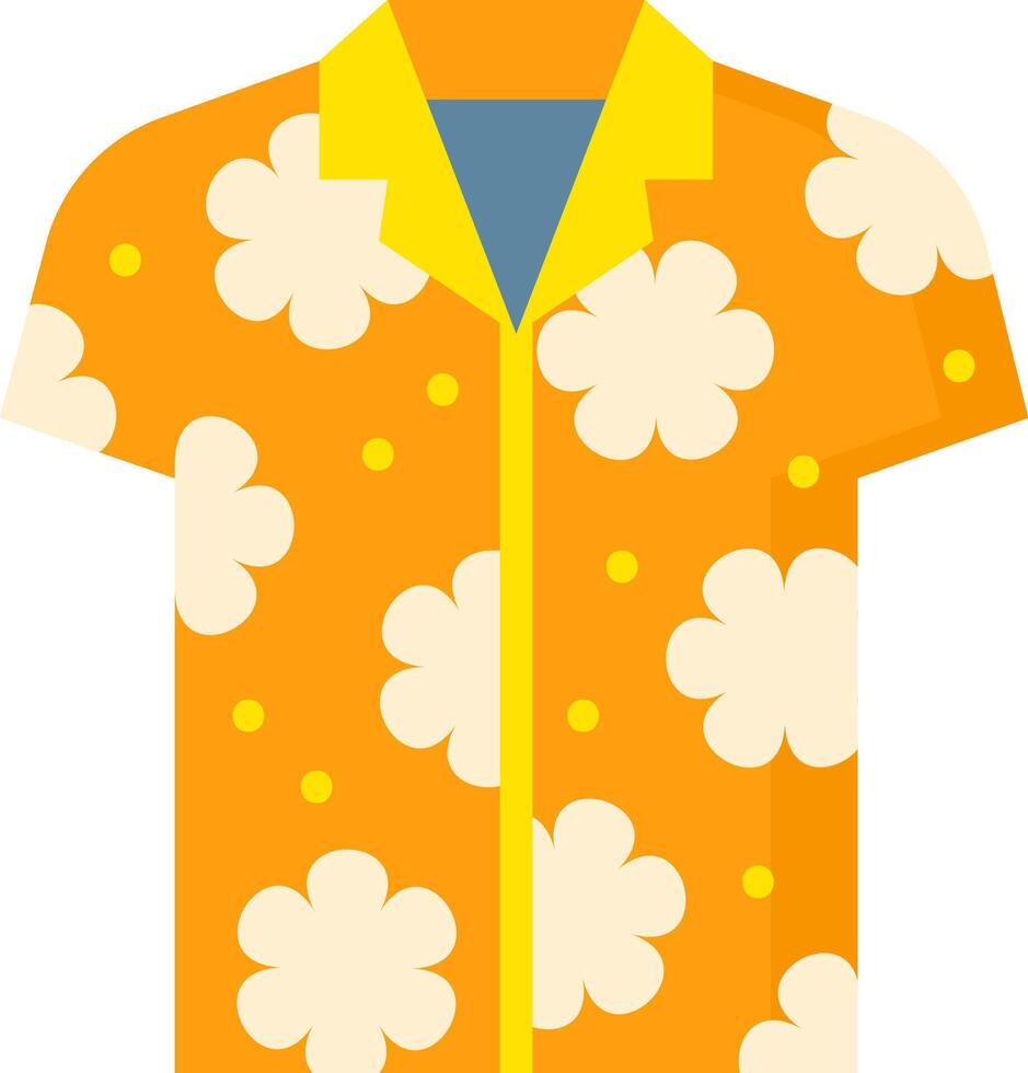 An orange hawaiian shirt with yellow flowers vector