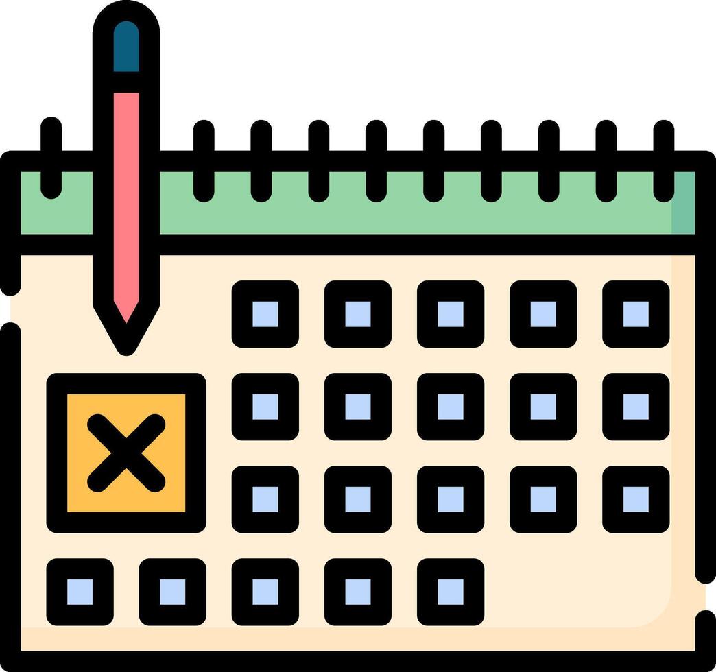 Calendar icon with pencil and check mark vector