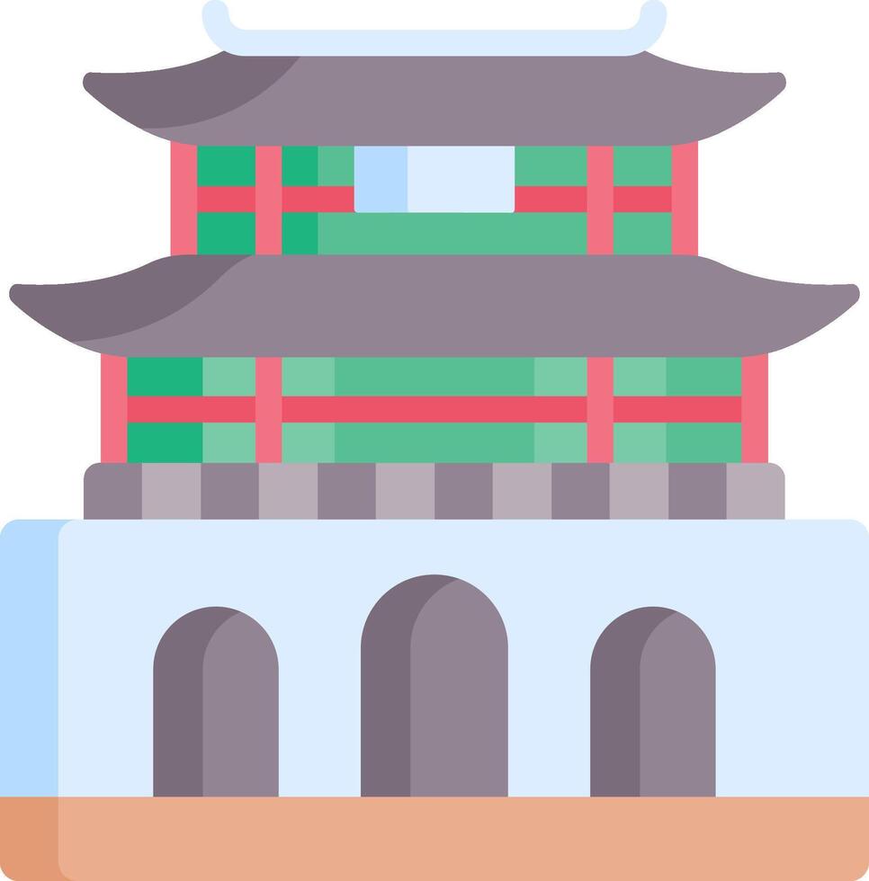 A chinese pagoda with a red roof vector