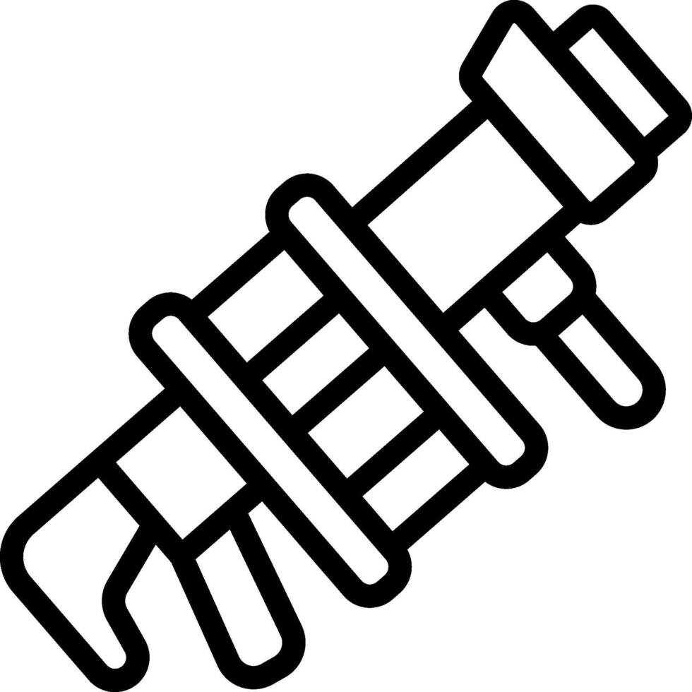 A black and white drawing of a wrench vector