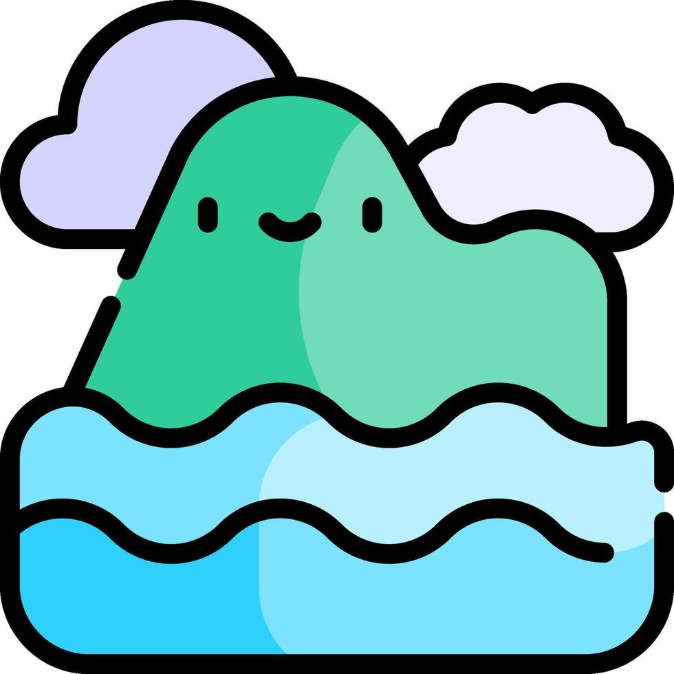 A cartoon green monster floating in the ocean vector