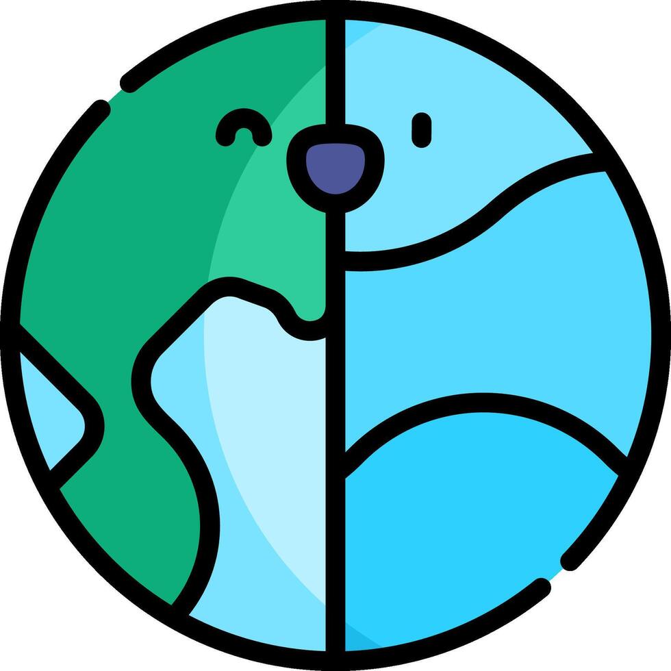 A cartoon earth with a face on one side and a face on the other vector