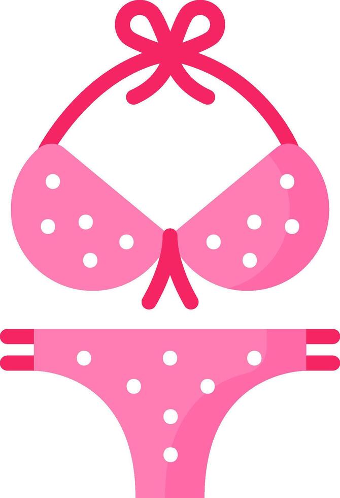 Pink bikini with polka dots and bow vector
